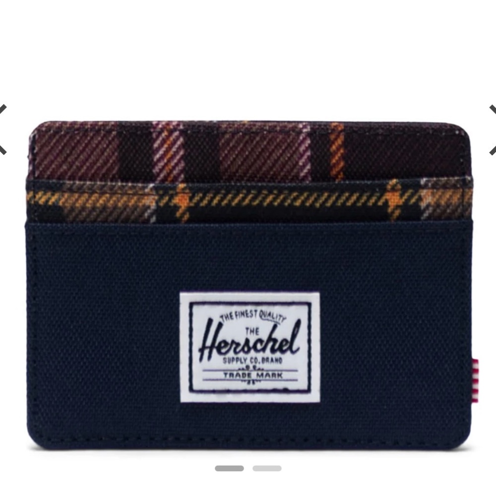 Herschel Supply Company Plaid and Navy Card Holder